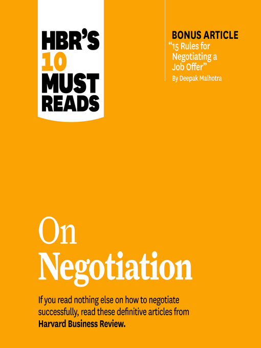Title details for HBR's 10 Must Reads on Negotiation by Harvard Business Review - Available
